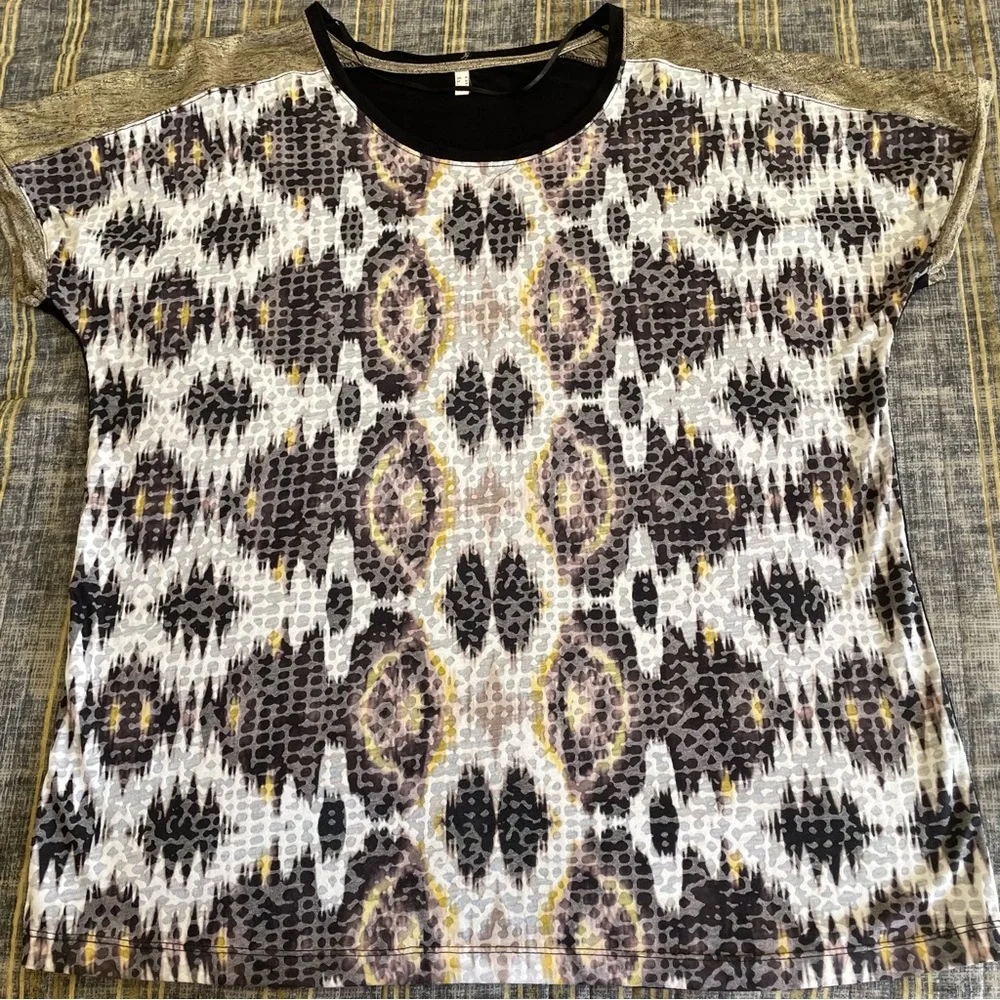 Cavita Gold Black Yellow Brown White Cotton Short Sleeve T-Shirt Size L - Picture 2 of 4